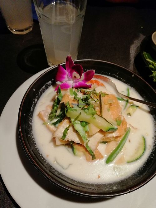 Feines Gericht auf Kokosbasis, frischem Gemüse und Tofu #Veganuary at Cơmviệt Restaurant in Unterschleissheim