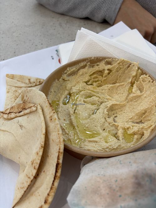 Vegan bread with vegan hummus. Yum!  at Igsawa in Riyadh