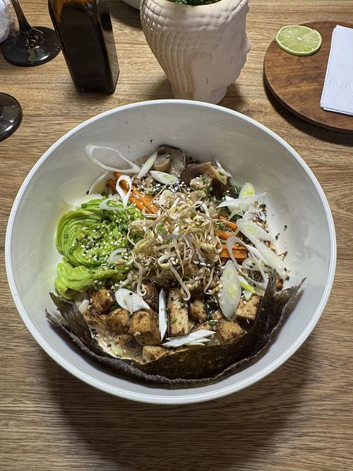 Vegan ramen - BEFORE asking for more broth  at Soja Sushi Wok in Villa De Leyva