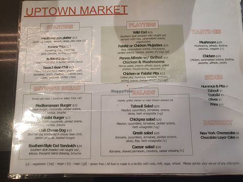Menu at JFK - Uptown Market - T1 in Queens