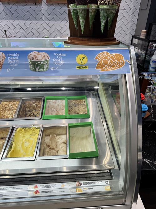 Green -> vegan options  at Ben & Jerry's in Fremantle