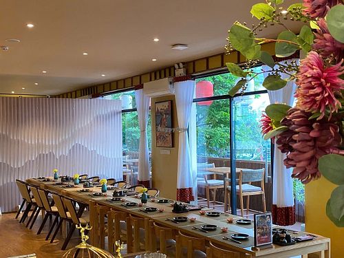 Matsuri Nguyen Hue - Japanese Restaurant with riverview District 1 HCMC - Vegetarian menu available 

https://matsurirestaurant.com.vn/ at Matsuri Japanese Restaurant - Nguyen Hue in Ho Chi Minh City