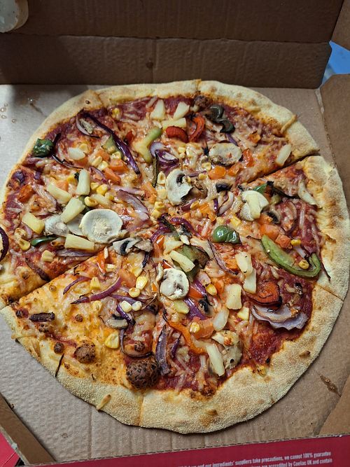 Plant based vegi supreme with added pineapple at Domino's Pizza in Longford