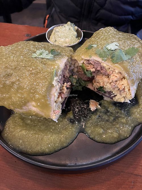  burrito smothered with green salsa  at KickStand Coffee & Kitchen in Hood River
