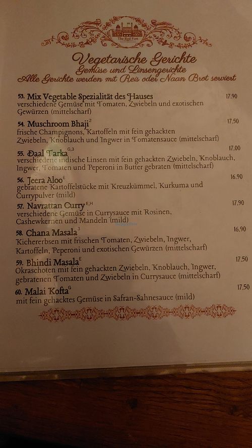 vegetarisch at The Red Fort in Burgwedel