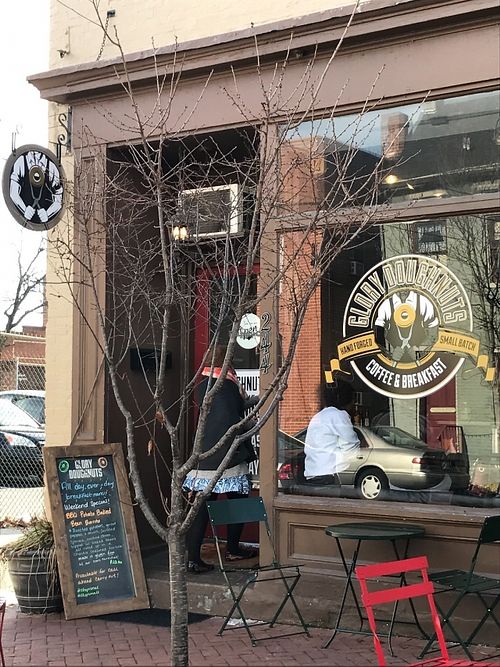 Glory Doughnuts storefront in January. at Glory Doughnuts & Diner in Frederick