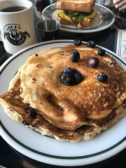 Blueberry pancakes at Glory Doughnuts & Diner in Frederick