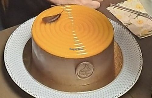 Vegan chocolate-mango-passion fruit cake, 16 cm diameterr  at Desserts & Dreams - Butik Sladic in Ljubljana