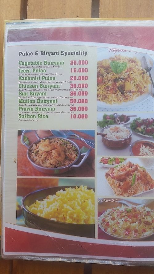 Menu at Hasan in Pakse