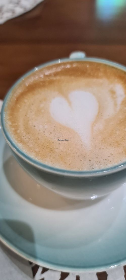 Almond milk latte at Aamchee Cafe in Mumbai