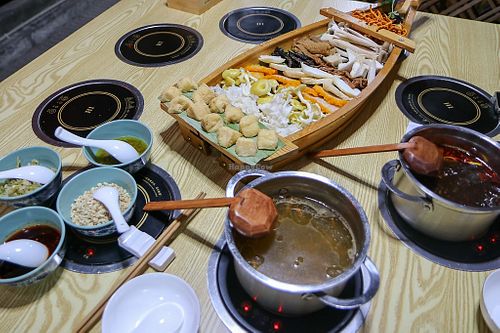 hot pot at Chongqing Donghua Temple Vegetarian Hot Pot in Chongqing
