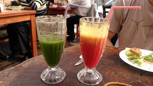 Fresh juices (made from real fruit and veg, not the sugary stuff you get elsewhere) at La Fraternal in Santiago