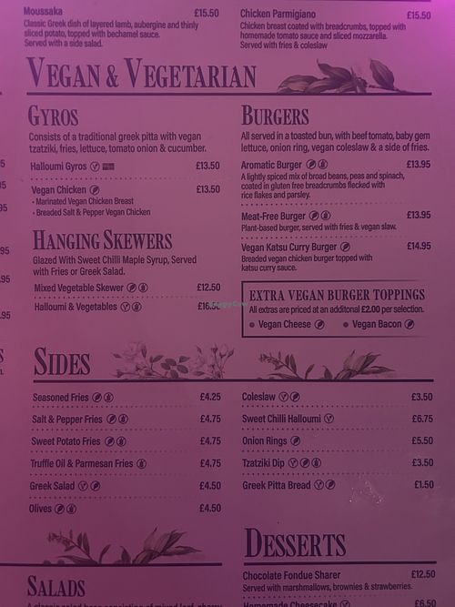 Menu  at The Panacea in Louth