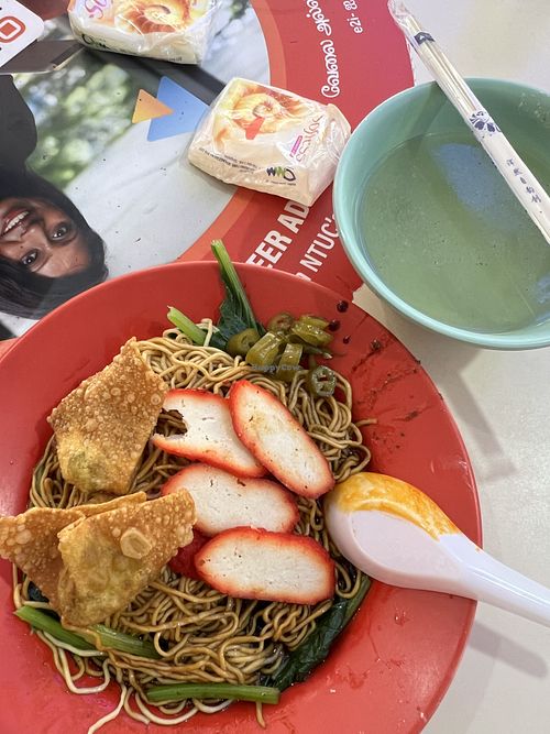 Wanton noodles 9/10  at Old Long House Vegetarian in Central Singapore