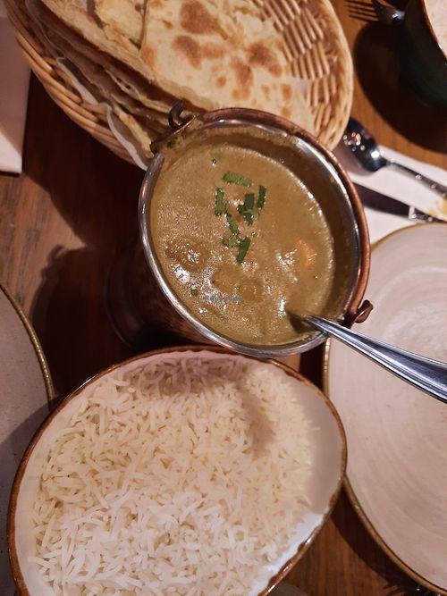 Kurma with rice and naan bread. at The Madras Diaries in Utrecht