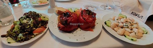 Stuffed Peppers with side salad and bean salad at Korfu in Luebeck