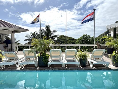 Outdoor area  at Tropics Cafe in Saba