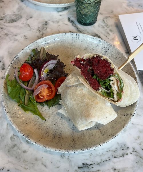 Falafel wrap with side salad   at Margot Wine Bar and Eatery in Wigan