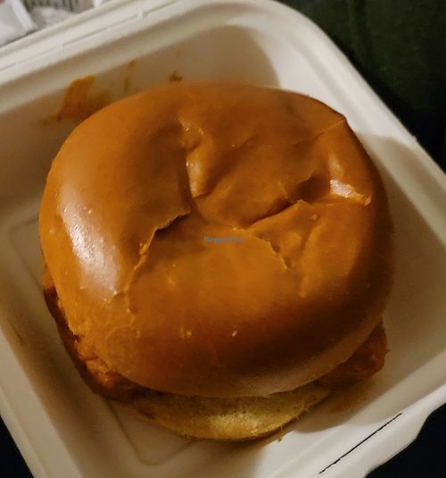 Plant-Based Tender Sandwich with Hot Buffalo Sauce at Atomic Wings in Champaign