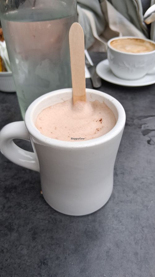 Vegan hot choc with oat milk at Moose Coffee in Manchester