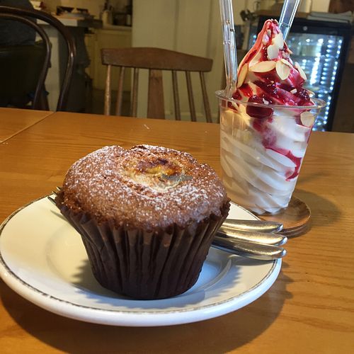 banana cake & soft serve ice cream at Cook and Book 쿡앤북 in Seoul