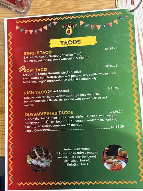 Menu page two   at BZ Taco in Redlands