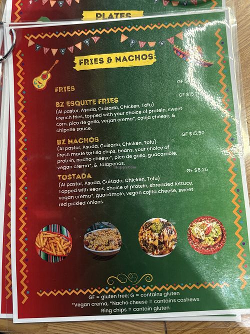 Menu page five   at BZ Taco in Redlands