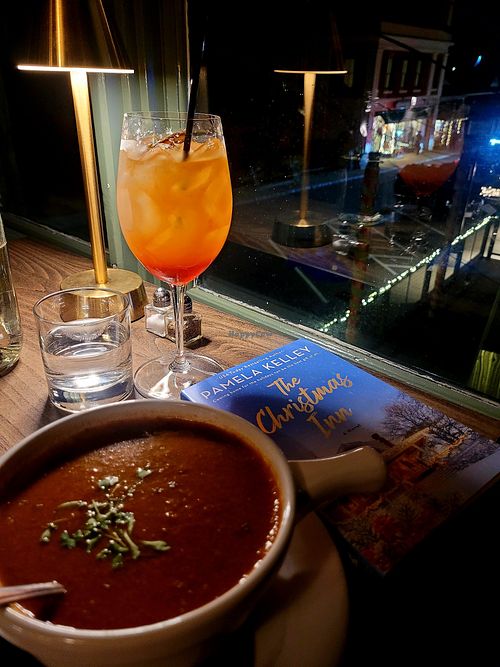 Tomato basil soup made with oat milk
And I had a mocktail and enjoyed a new book based in chatham from a book store down the road at The Attic in Tisbury