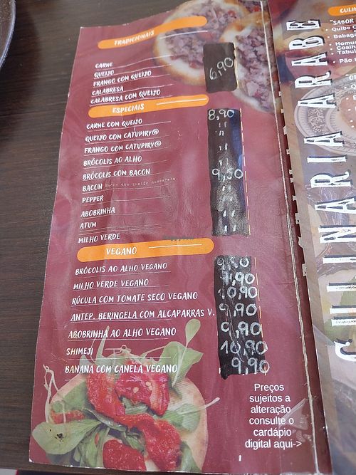 Cardápio com as opções de sabores das esfirras (dez/2024) at Family Kichen in Dourados