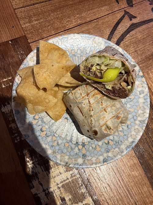 vegan gf jackfruit burrito  at La Cabra Mexican in Carnegie