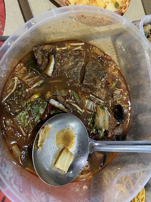 Mala fish - extremely spicy 9/10  at Zhenyi Veggie Place 真一素食坊 in Northeast Singapore