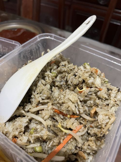 Olive fried rice- clumpy mess 6/10  at Zhenyi Veggie Place 真一素食坊 in Northeast Singapore