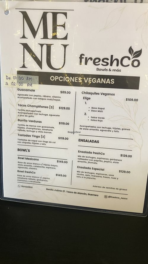 Vegan options  at freshCo Taxco in Taxco