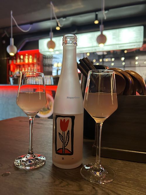 Sparkling sake  at SIN Ramen in Stockholm