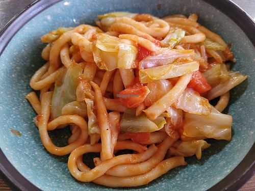 Veganised lagman—absolutely delicious! at Bukhara Tower Restaurant in Bukhara