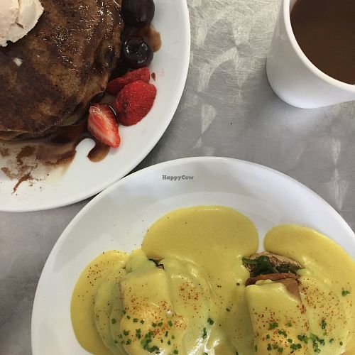 Vegan Benedict and Pancakes at Doug McNish Public Kitchen in Toronto