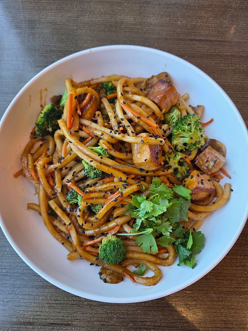 Japanese pan noodles with tofu at Noodles & Company in Franklin
