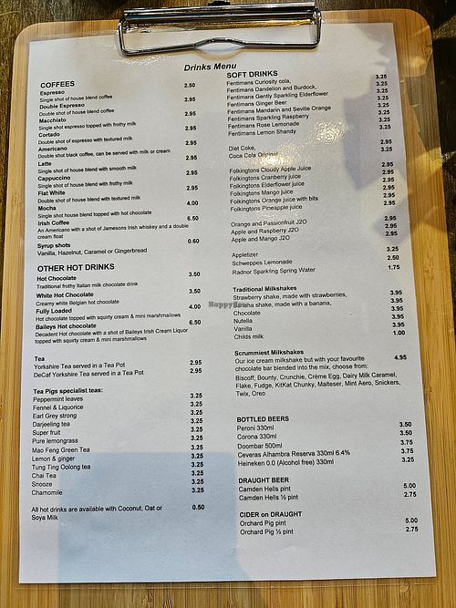 Menu at Just One More Bike in Horncastle