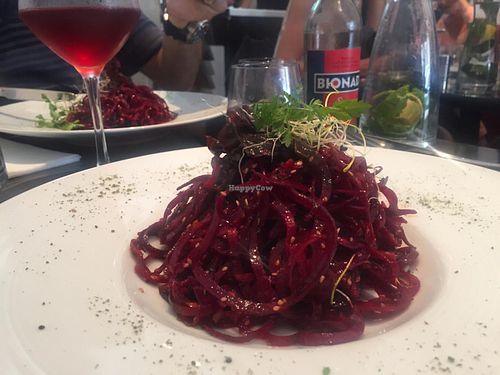 beet spaghetti  at 42 Degrés in Paris