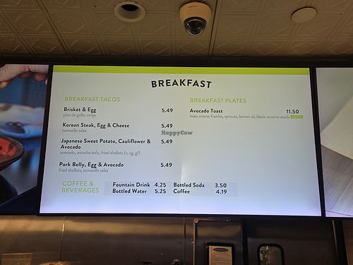 tacos and toast - bfast menu at AUS - The Peached Tortilla - G16 in Austin