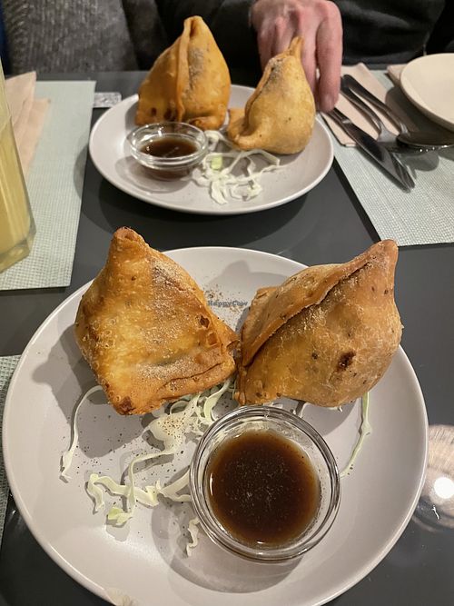 Vegan samosas  at Pukiki Curry in Sesimbra