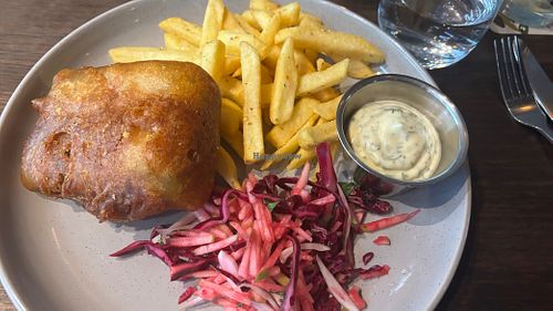 Phish and chips. The phish was awesome!  at Toil & Trouble in Brunswick East