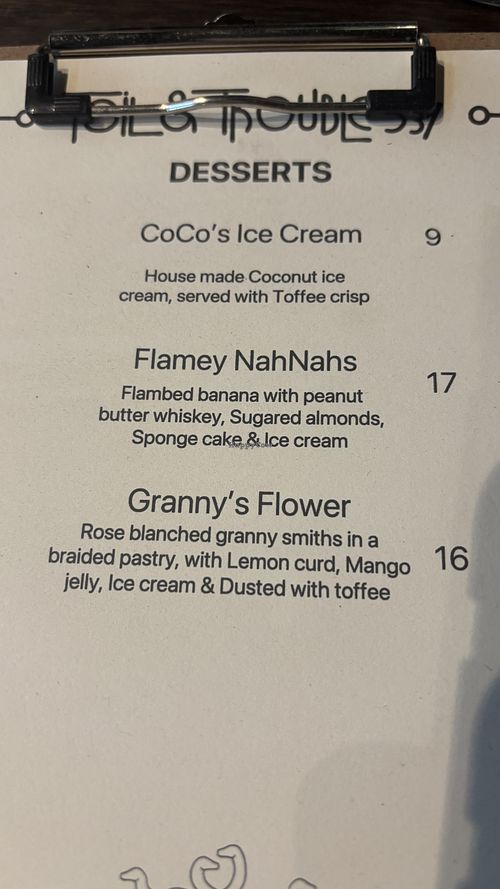 Dessert menu. We didn’t try any  at Toil & Trouble in Brunswick East