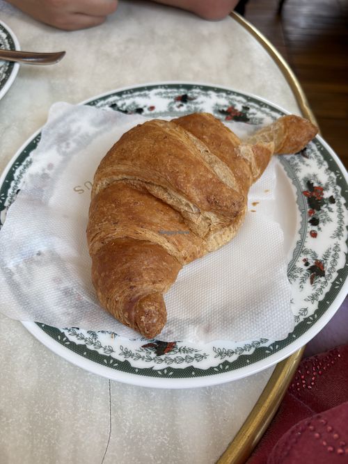 Vegan croissant and soy cappuccino   at Gran Caffè Gambrinus in Naples