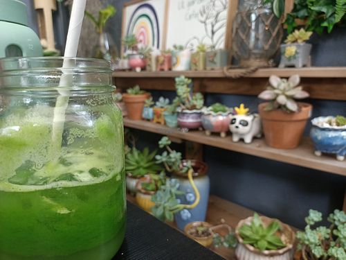 Green power juice at Lil Garden Cafe in Paddington