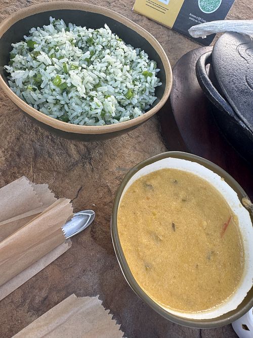 rice and the side of the pastel  at Beach Park Restaurante in Porto Das Dunas