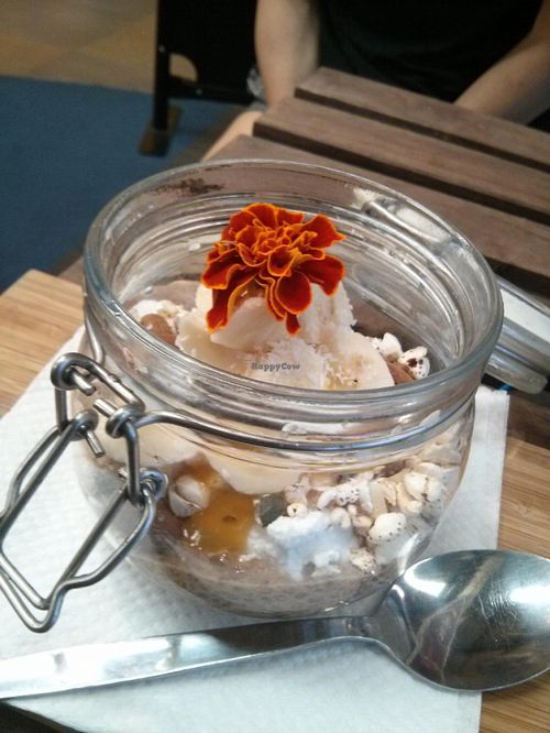 Breakfast parfait, pretty as a picture at 48 Degrees Raw Cafe in Brisbane