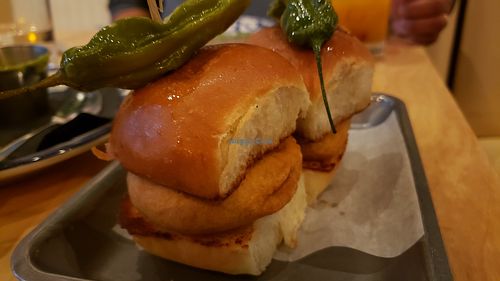 Vada pav ($14). Can be made vegan. Pretty good. at Bar Goa in Chicago