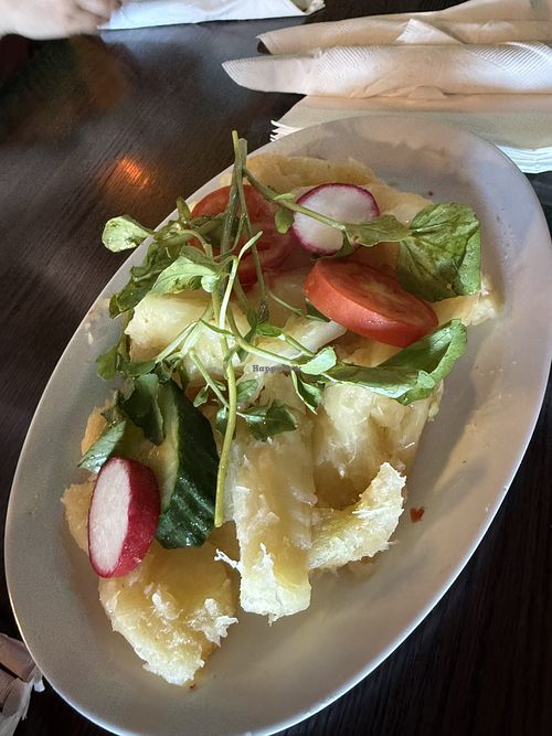 Steamed yuca   at Pupusas Paradise in Denver