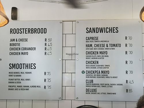 Menu at Ou Meul Riviersonderend in Riviersonderend